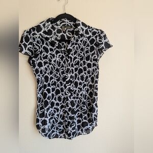 Chic Black and White Blouse Size S